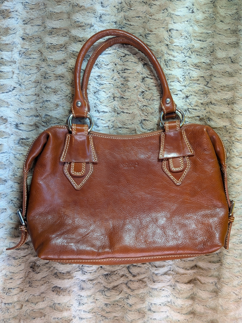 Vintage ANDIAMO Bag - Brown Leather Satchel Handbag, Made In Italy_Excellent